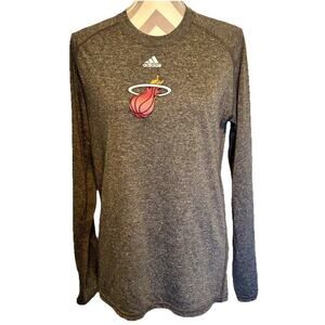 MIAMI HEAT Basketball NBA Gray M T-Shirt Adidas Climalite Ultimate Tee L/S